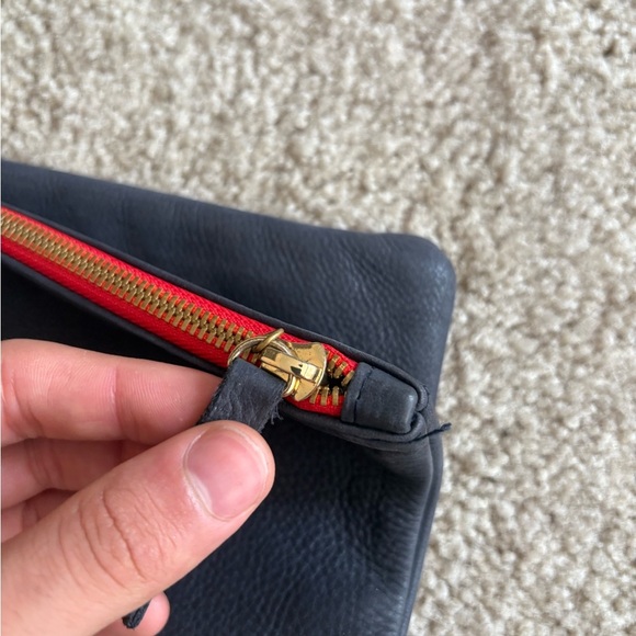 CLARE V. Los Angeles Anthropologie casual Navy blue suede clutch handheld purse - Picture 2 of 16